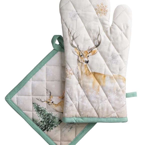 Maison d'Hermine Deer InThe Woods Oven Mitts,Potholders & Set of 4 Cloth Napkins - Picture 11 of 16